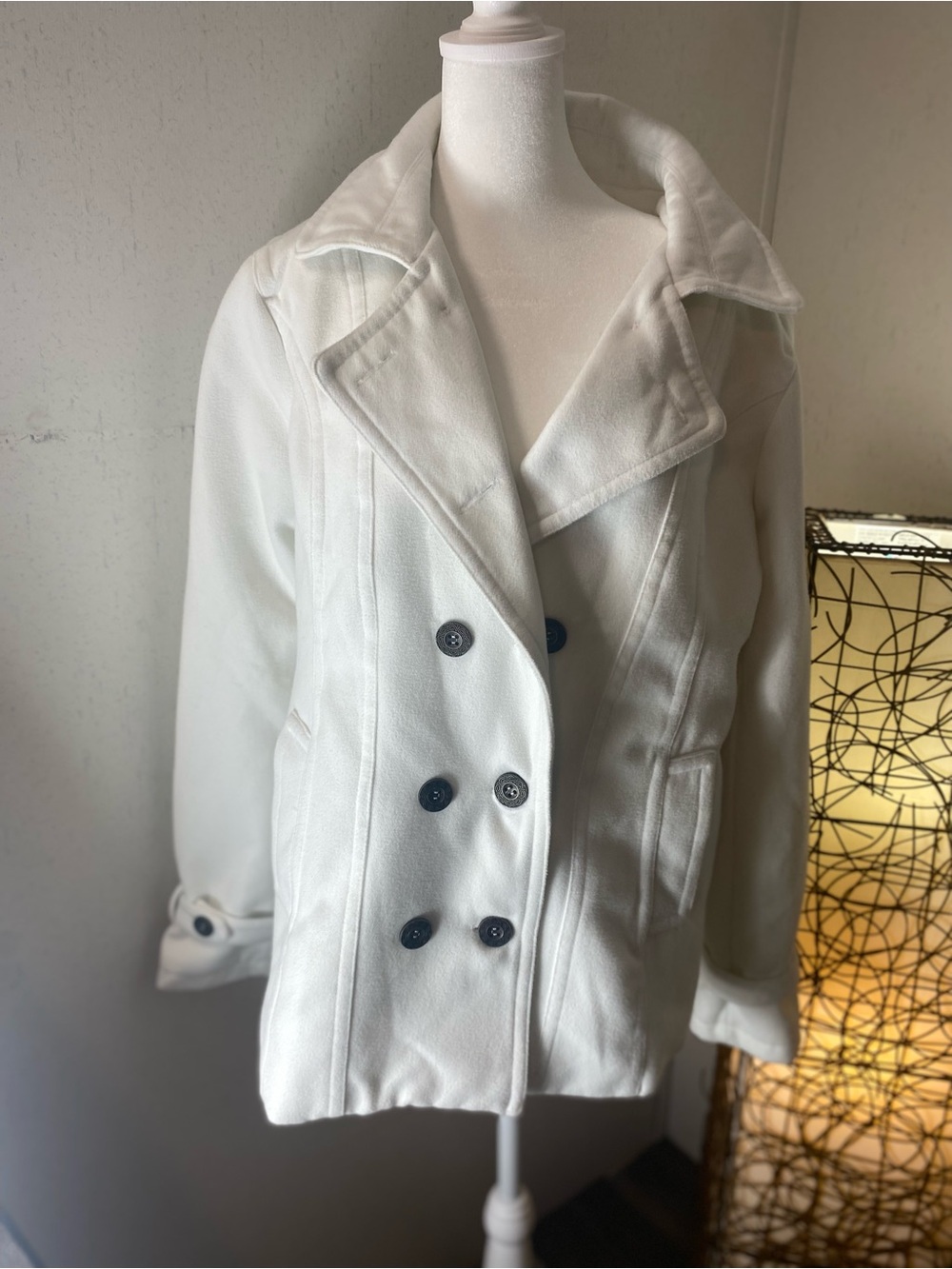 Rue21 White Double-Breasted Peacoat